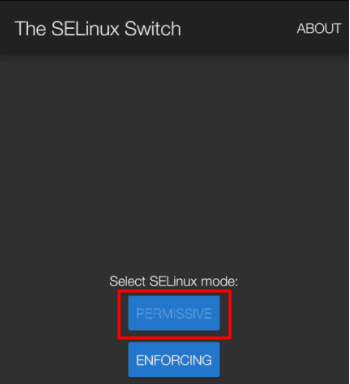 Select SELinux permissive mode