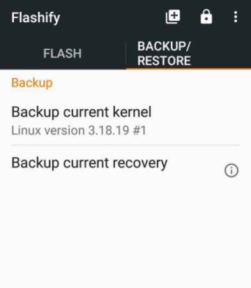 Current Backup Recovery within flashify