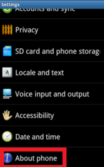 About Phone Option on Android
