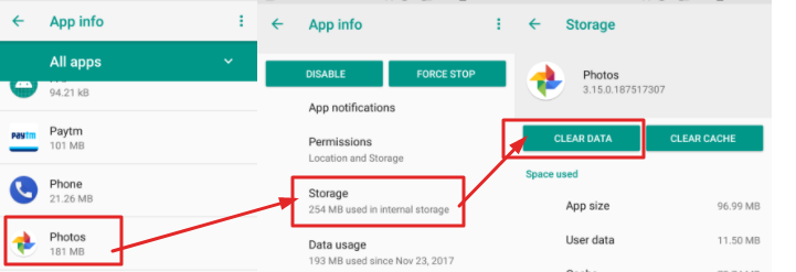 Clear Previous Data from Google Photos App