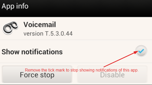 turn off the notifications of Sprint Voicemail
