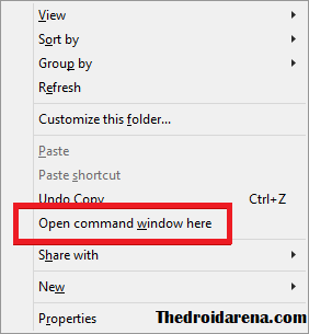 Click Open command window here